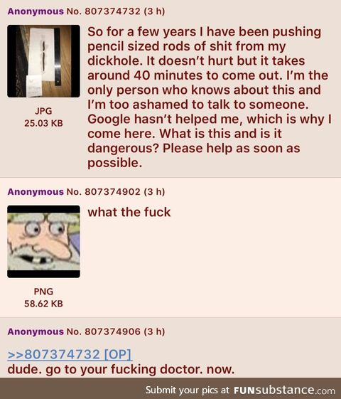 Anon shoving rods up his d*ckhole