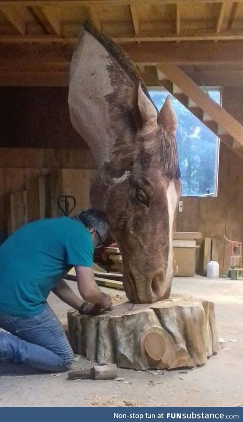 A horse head sculpture - amazing skill