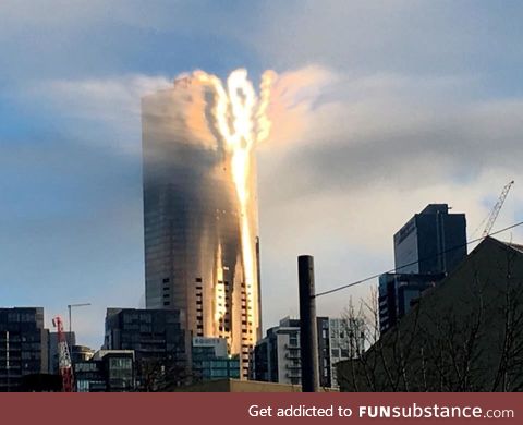 Sun glinting off the casino building in Melbourne, Australia