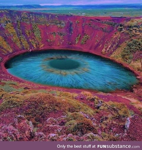 Kerid Crater Lake in Iceland, known as "The eye of the world"