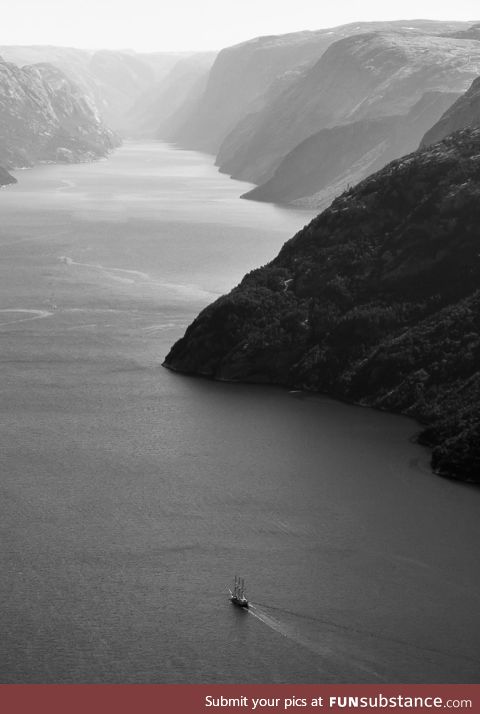 Even big ships can look small in Norway [OC]