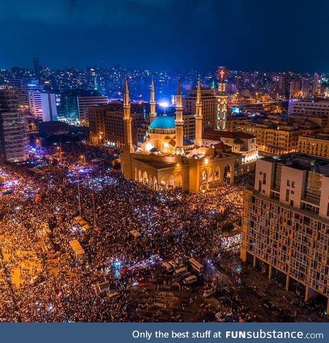 Revolution in Lebanon because of the corrupted government.More than 2 million protesters