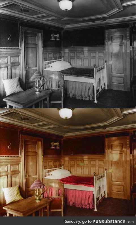 Colorized Titanic Stateroom, c. 1912