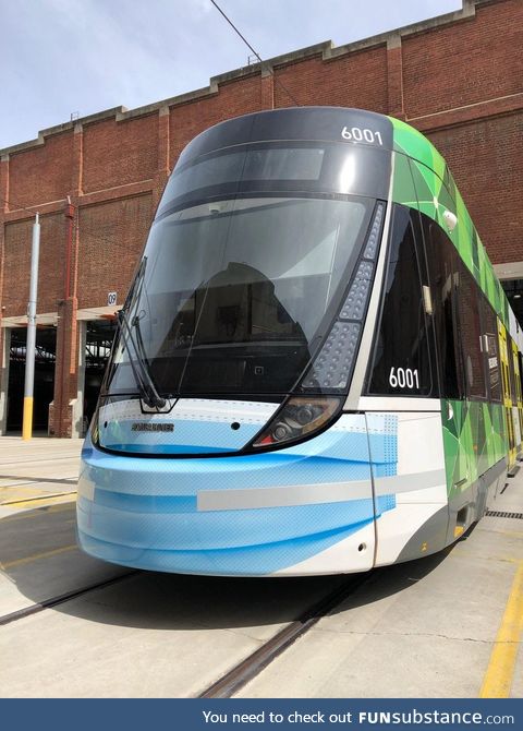 Trams in Melbourne Australia have added masks to their aesthetic