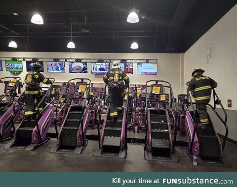 A volunteer fire crew honoring their brothers and sisters who were lost on 9/11 with