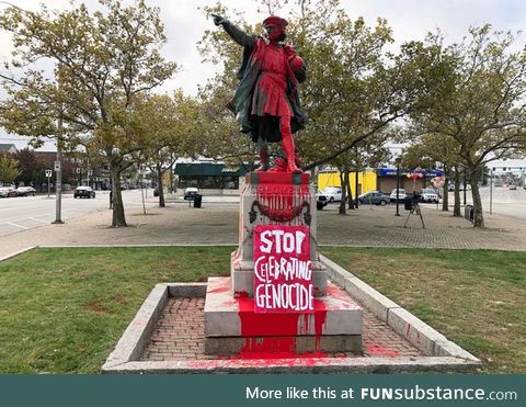 Columbus Statue graffiti