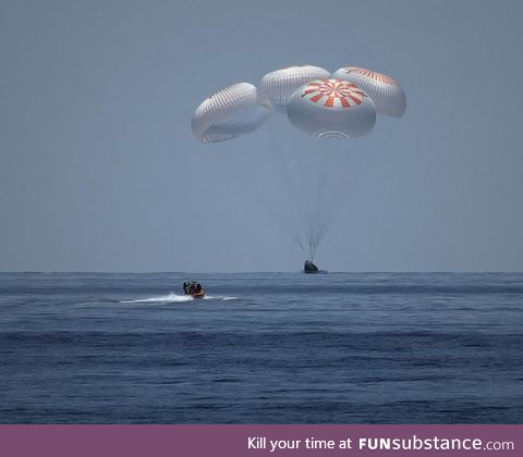 "Welcome back to planet Earth and thanks for flying SpaceX"