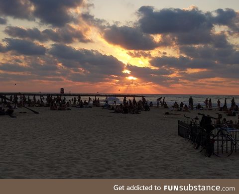 Incredible sunset on the beaches of Tel Aviv