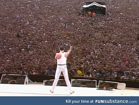 35 years ago today Freddie Mercury punched a hole in the sky at Live Aid