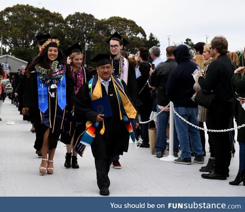 Former farmworker walks down aisle as he receives his bachelor's with honors at 58