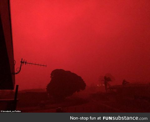 The skies in this Australian neighborhood as the fires burn on New Years