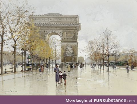 L'Arc de Triomphe by Eugène Galien Laloue, circa 1930