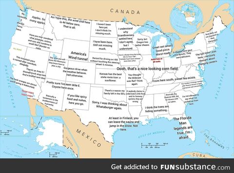 Map of the US by a truck driver who has seen most of it