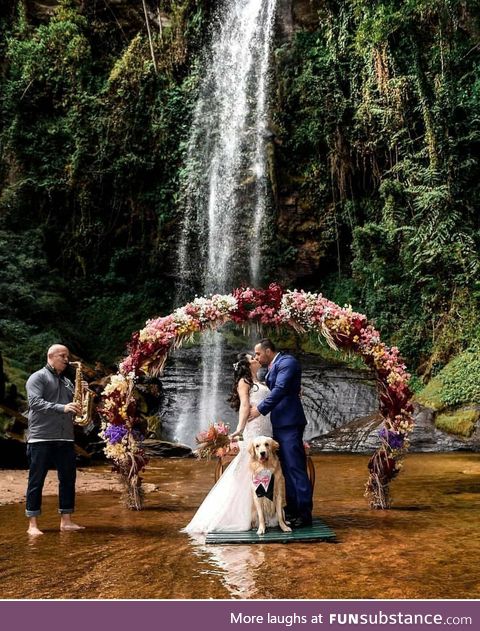 The best backdrop, the cutest best man