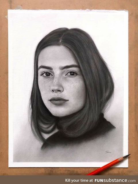 Charcoal portrait on arches paper