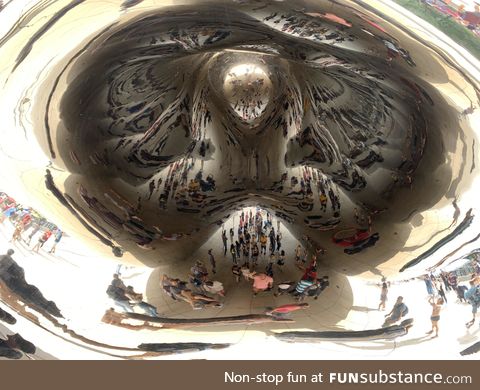 What the underside of The Bean in Chicago looks like