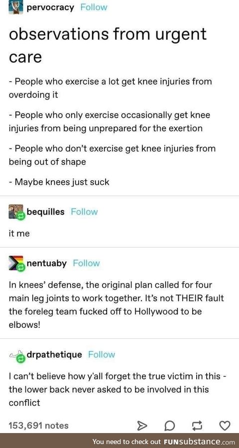 Knees were not intelligently designed