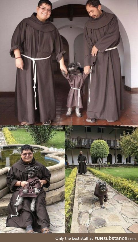 Stray dog that was adopted by Bolivian monks