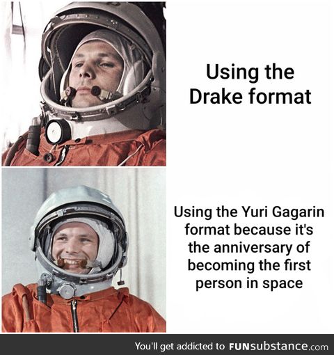 60 years ago today. Happy Yuri Gagarin Day!