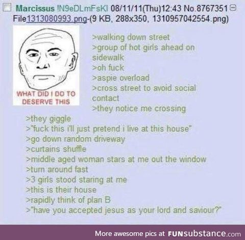 Anon avoids the hot girls