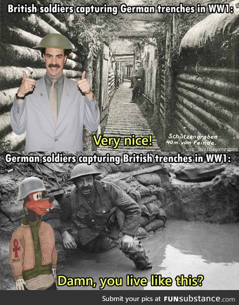 German trenches were generally nicer