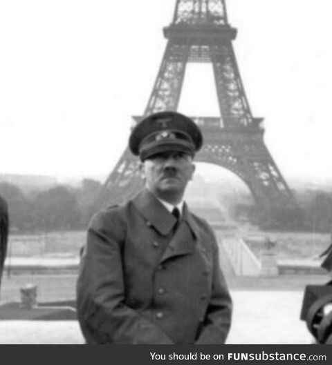 Hitler asks Eva Braun to take a pic for his Instagram page while vacationing in Paris,