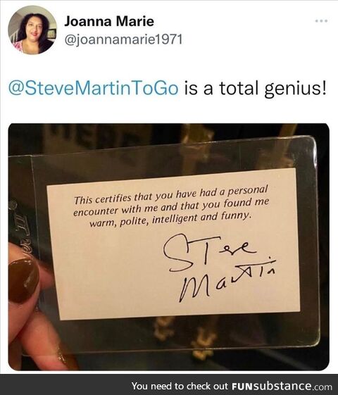 A certified encounter with Steve Martin