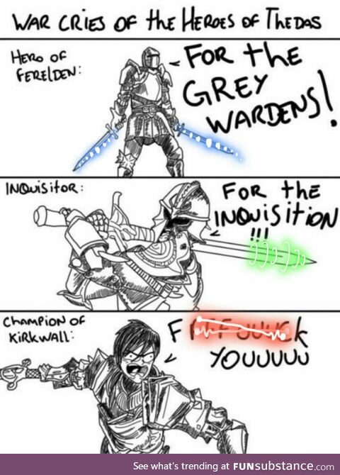 War cries of Dragon Age