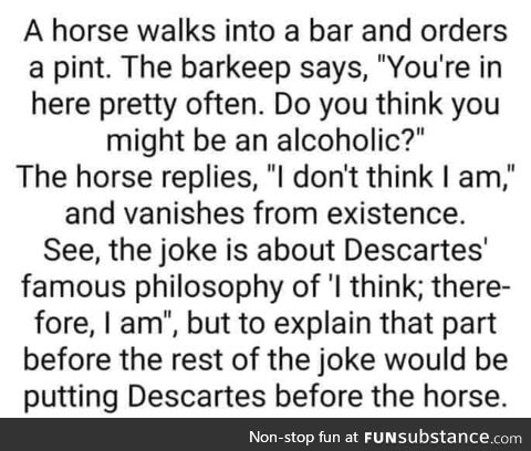 Not to put Descartes before the horse