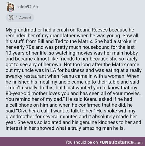 Keanu Reeves being wholesome again