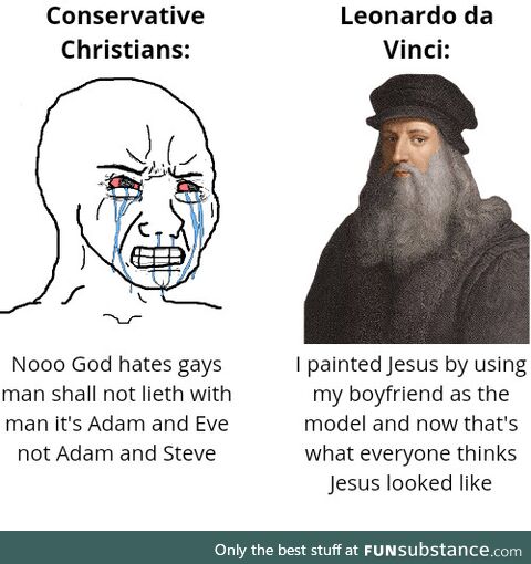 Yes, you can blame Leonardo da Vinci for turning Jesus into a bearded blue-eyed white man