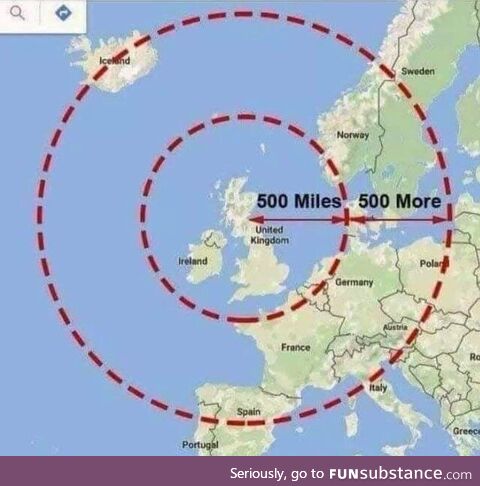 Projected range of the British Proclaimer missile, 1952