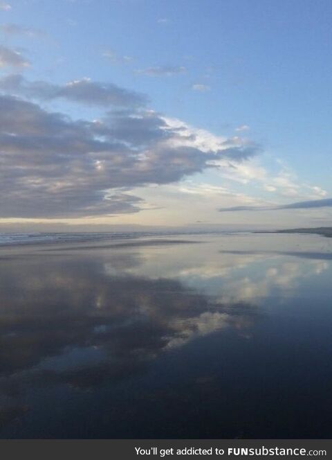 Sand on the beach reflecting like a mirror