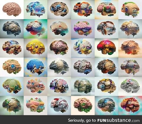 When you use AI to change an image of a brain into different video games, you get this