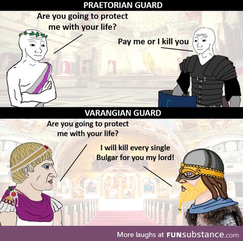 Virgin Praetorians guards vs Chad Varangian guards