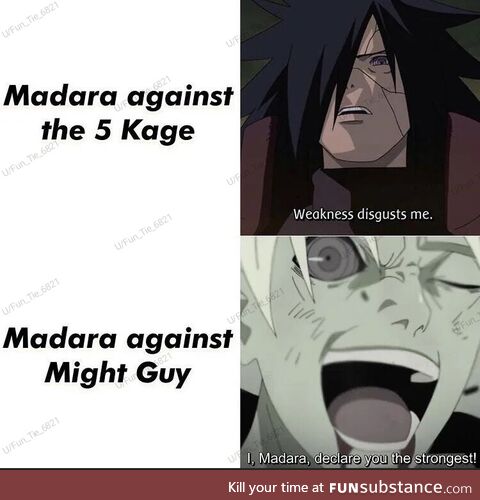 Wich anime characters wouldnt disgust Madara on a fight ?