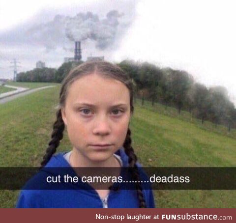 Greta Thunberg found admiring an oil refinery