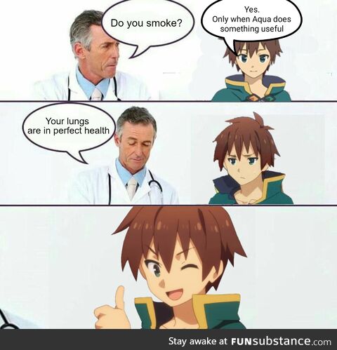 Aqua saved kazuma's life again