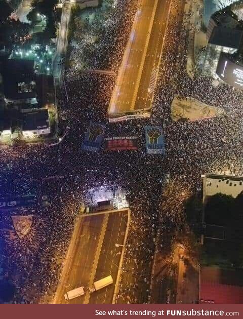 Israelis out in Tel Aviv protesting the overhaul of the country’s judiciary