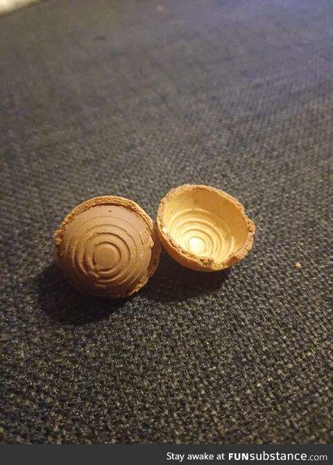 The inside of a Ferrerro Rocher