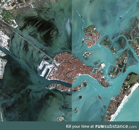 Venice: Corona Flashback. Right: 2019 before lockdown, Left: 2020 during lockdown