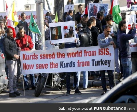 A pro-democracy protest being held by young Kurdish people in Kurdistan