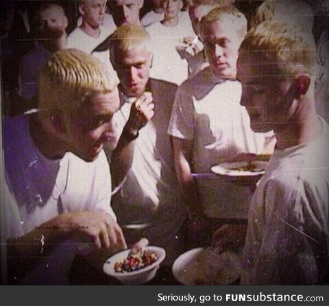 Eminem sharing M&Ms with other Eminems, early 2000s