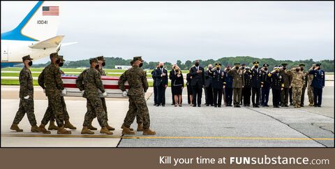 President Biden pays respect to one of the 13 fallen soldiers killed in Afghanistan this