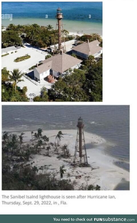 Sanibel Lighthouse: Before and After Ian