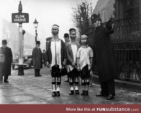 Burmese women visiting London, 1950s