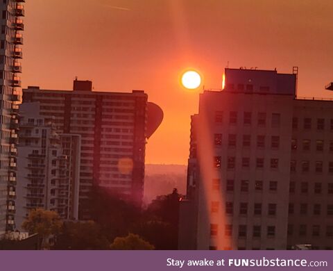 Hot air balloon at sunrise in Edmonton