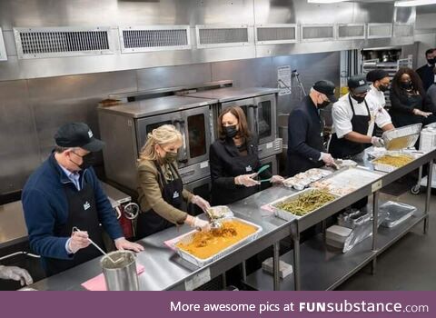 The President, First Lady, VP & 2nd Gentleman @ DC Central Kitchen Helping Prep