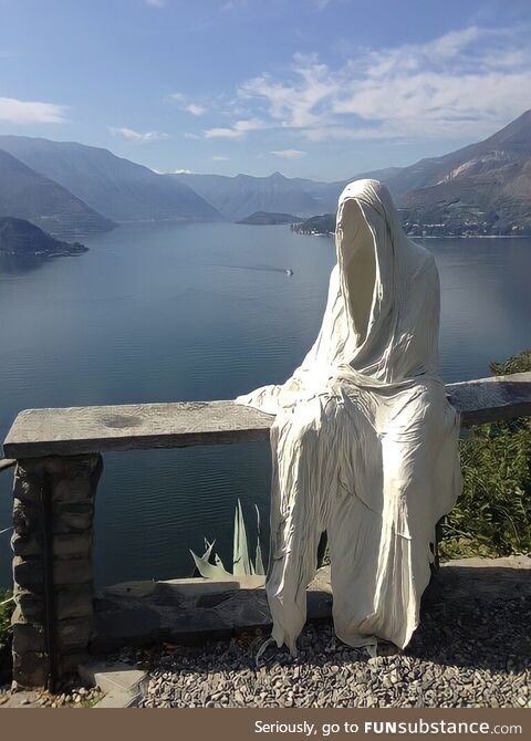 Ghost sculpture in the castle of Vezio, Italy