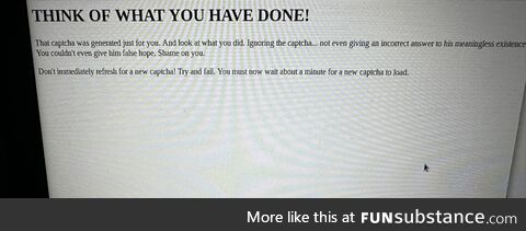 After refreshing a website because captcha was weirdly hard